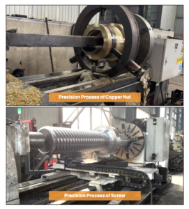 Precision process of screw, showing cutting and shaping